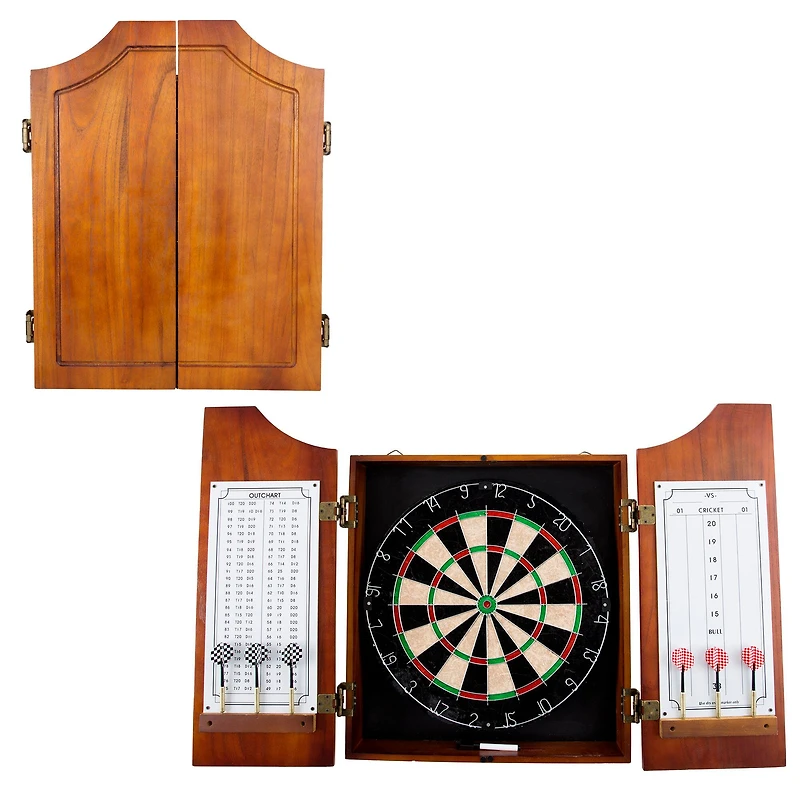 Toy Time Beveled Wood Pro Style Dart Cabinet Set