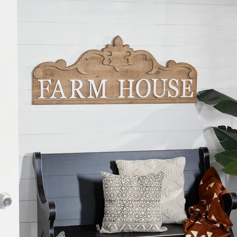 Brown Wood Farmhouse Wall Decor 19" x 47" x 1"