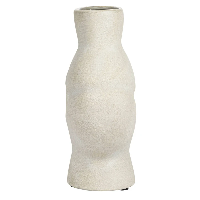 Hello Honey® Bloomingville 9" Tan Modern Terra Cotta Vase with Cut Out Detail