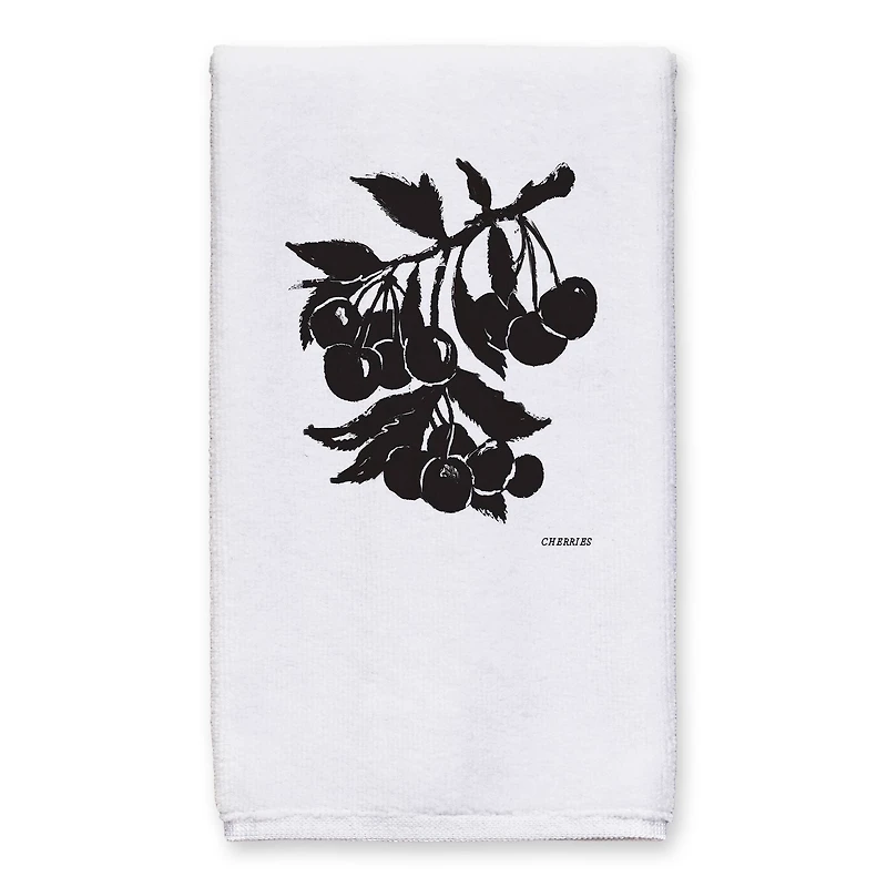 Block Print Cherries 16" x 25" Tea Towel - Set of 2
