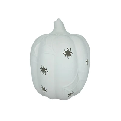 7.25" DIY Ceramic LED Pumpkin with Spiders Décor by Make Market®