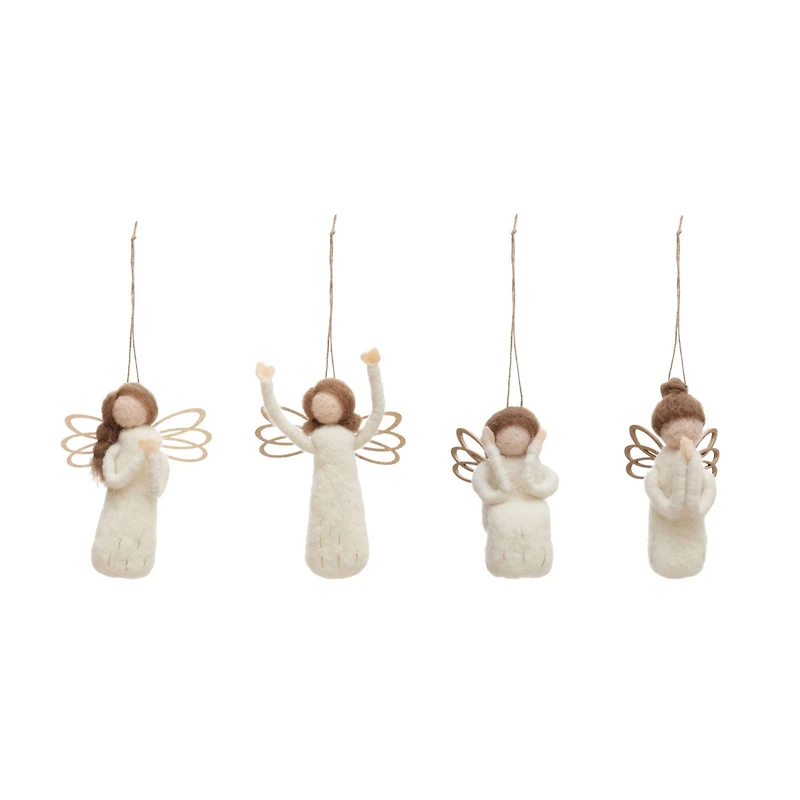 Hello Honey® 4 Pack 5.25" Wool Felt Angel Ornaments