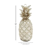 Silver Polystone Traditional Decorative Pineapple, 14" x 6" x 6"