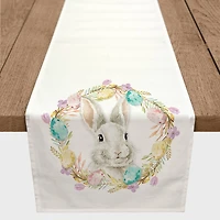 Easter Bunny Wreath 16" x 72" Poly Twill Table Runner