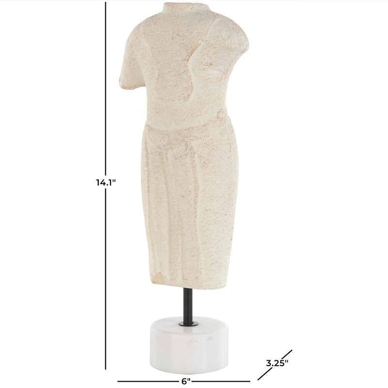 14" Cream Paper Mache Figurine Sculpture with Mable Base