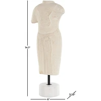 14" Cream Paper Mache Figurine Sculpture with Mable Base