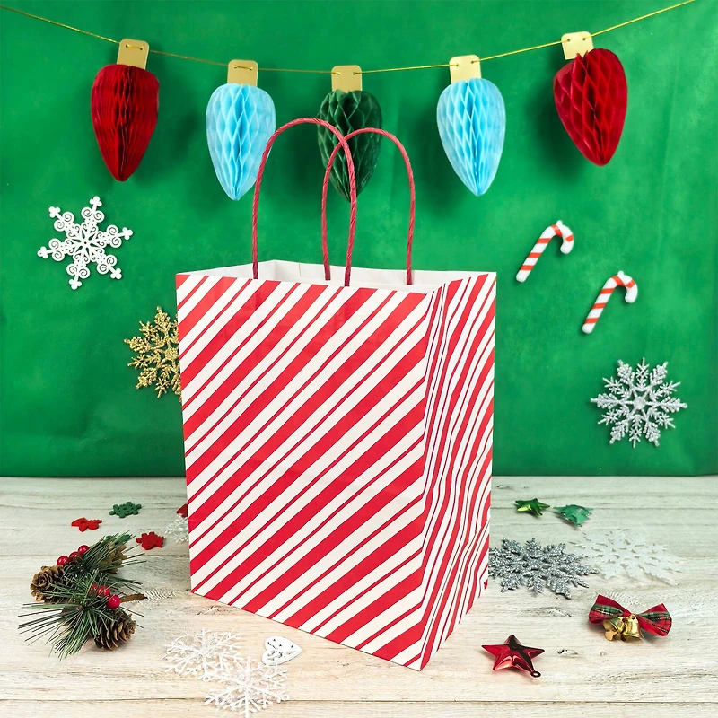 Medium Peppermint Stripes Gift Bags, 5ct. by Celebrate It™