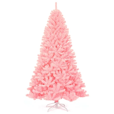 Costway 7.5ft. Unlit Pink Full Fir Artificial Christmas Tree