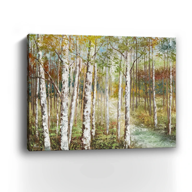 Warm Spice Birch Path Canvas Giclee