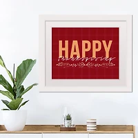 Happy Thanksgiving Red White Framed Print Under Plexiglass