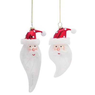 6ct. Glass Santa Head Ornament Set, 6" & 7"