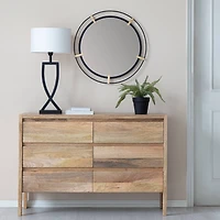 Habitat Thales 23" Black & Golden Circular Wall Mirror