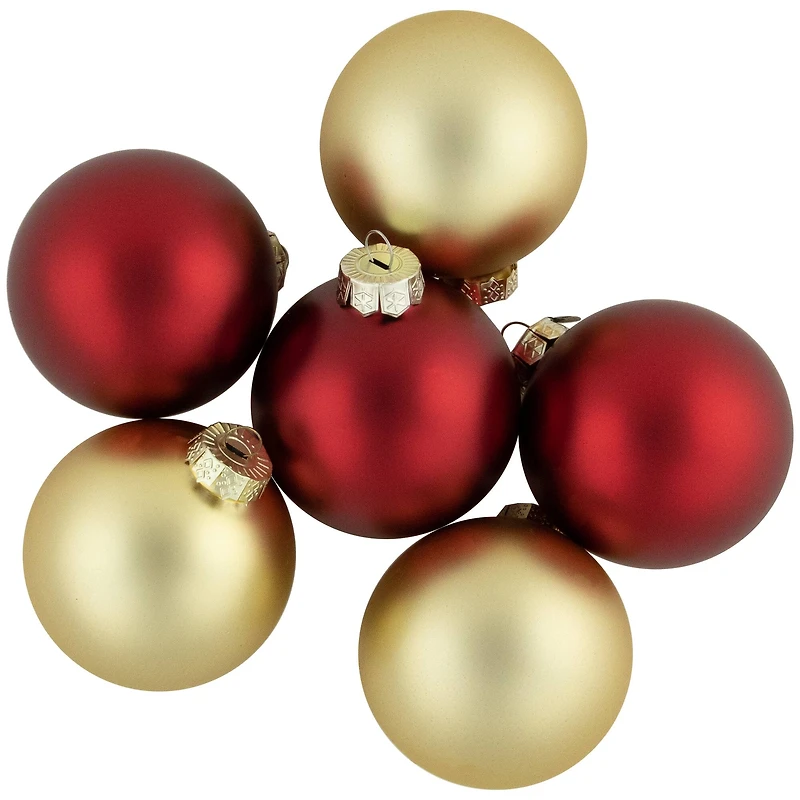 72ct. 4" Red & Gold Matte Glass Ball Ornaments