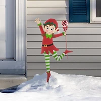 Glitzhome® 3ft. Metal Dancing Elf Yard Stake Set