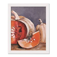 Autumn Pumpkin Still Life Wall Art with White Frame