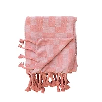 Hello Honey® Pink Geometric Throw Blanket with Braided Fringe