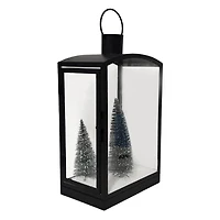 Black Snowy Trees LED Lighted Lantern by Ashland®