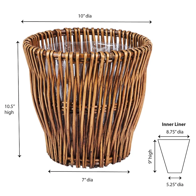 Household Essentials Small Reed Willow Waste Basket