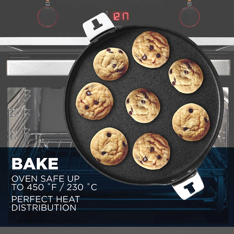 THE ROCK by Starfrit 12.5" Pizza Pan & Flat Griddle With T-Lock Detachable Handle