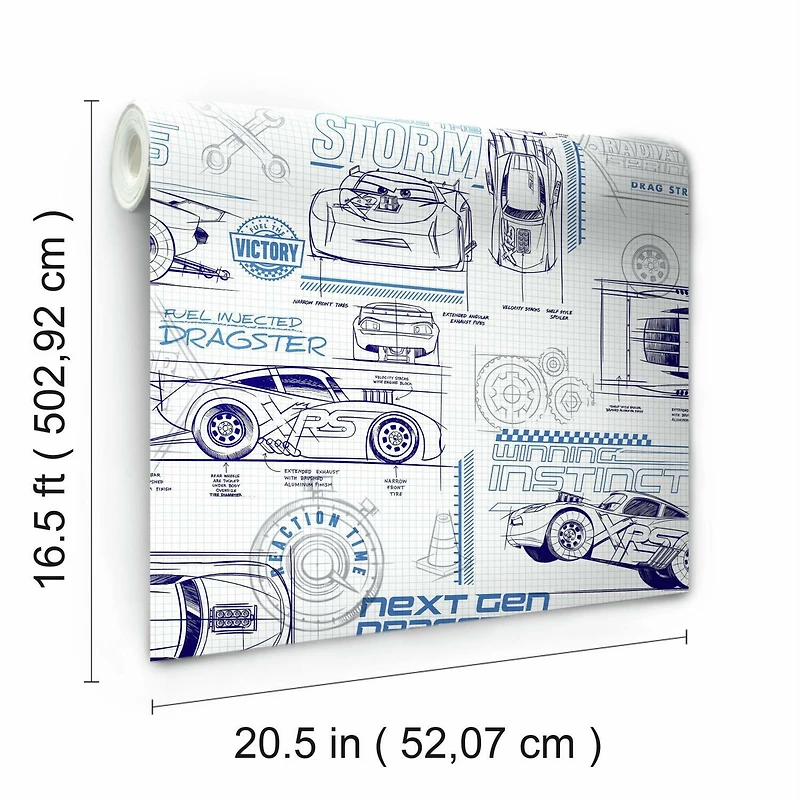 RoomMates Disney Pixar Cars Schematic Peel & Stick Wallpaper