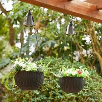 Glitzhome® 30" Black Solar Lighted Hanging Plastic Planters, 2ct.