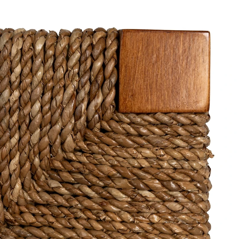 Hello Honey® 38" Wood & Seagrass Bar Stool