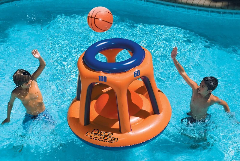 Swim Central 48" Orange & Blue Inflatable Shoot Ball Swimming Pool Float Game