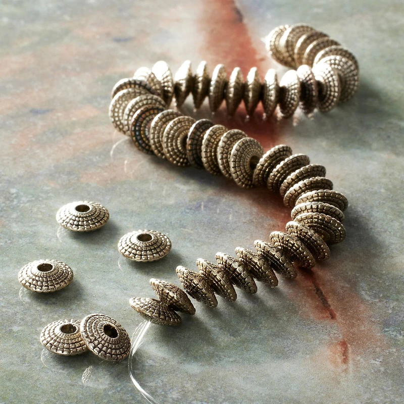 Silver Metal Carved Bicone Beads, 8mm by Bead Landing™