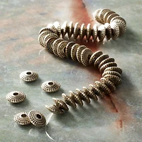 Silver Metal Carved Bicone Beads, 8mm by Bead Landing™