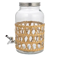 Hello Honey® 5.5qt. Glass Beverage Dispenser with Natural Woven Seagrass Sleeve