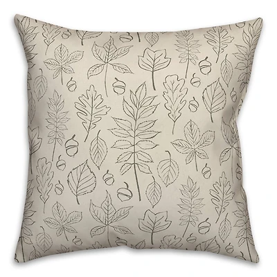 White Leaf Pattern Throw Pillow