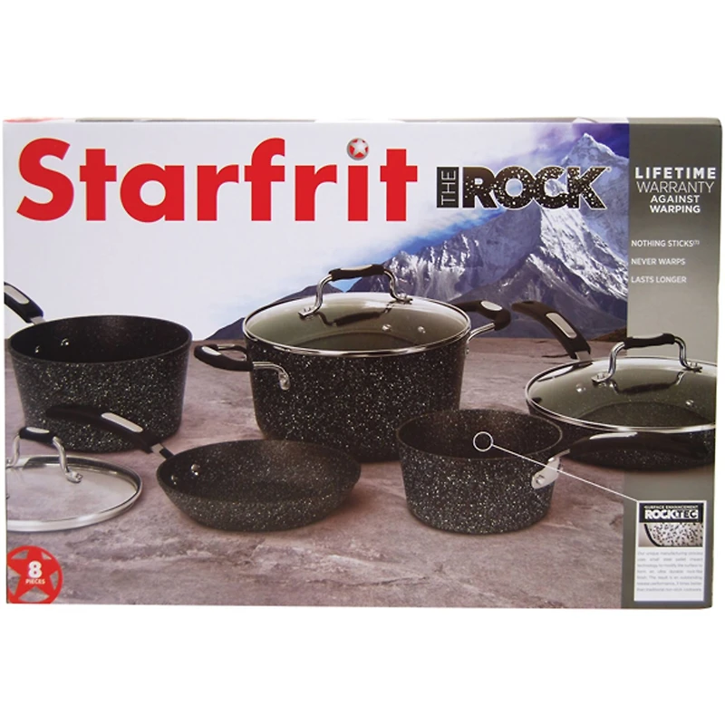 THE ROCK by Starfrit 8-Piece Cookware Set With Bakelite Handles