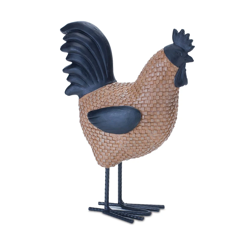 9" Wicker Hen & Rooster Décor Set