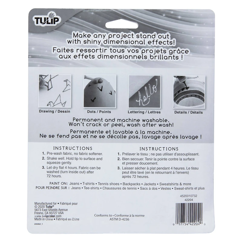 12 Packs: 6 ct. (72 total) Tulip® Slick® Dimensional Fabric Paint