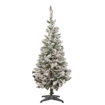 4ft. Pre-Lit Flocked Pine Slim Artificial Christmas Tree, Clear Lights