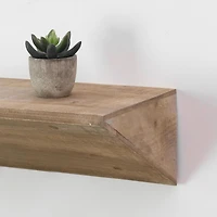 Natural Wedge Wood Floating Wall Shelf
