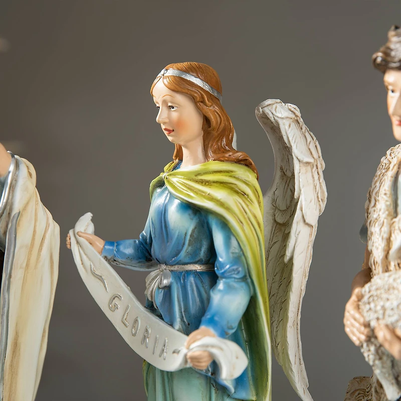 Glitzhome® Oversized Deluxe Blue Resin Nativity Figurine Set