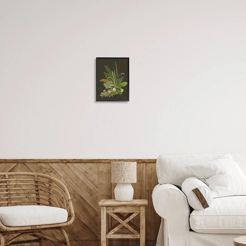 Stupell Industries Natural Forest Floor Mushrooms Ferns Framed Giclee Art