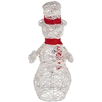 28" Lighted White Glittered Rattan Christmas Yard Art