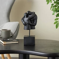 12.5" People Hugging Decorative Sculpture with Square Base