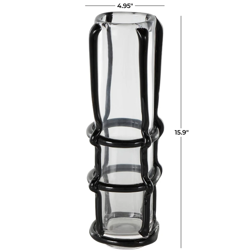 Black Recycled Glass Vase with Glass Framing