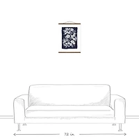 Navy Blue Florals 16" x 20" Teak Hanging Canvas