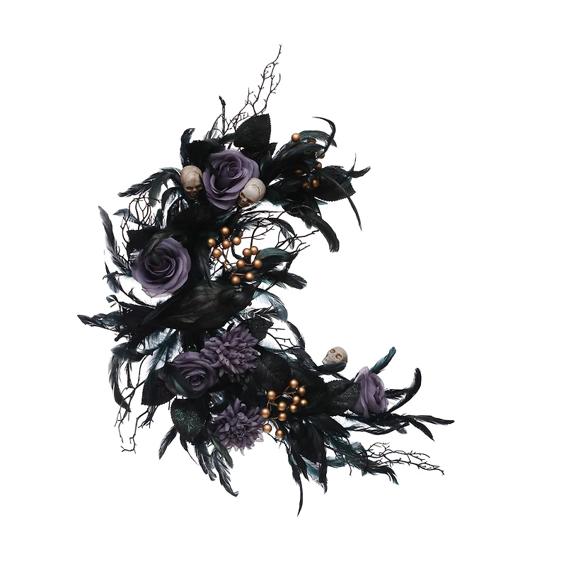 27" Purple & Black Rose & Feather Wall Décor by Ashland®