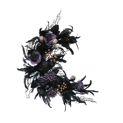 27" Purple & Black Rose & Feather Wall Décor by Ashland®