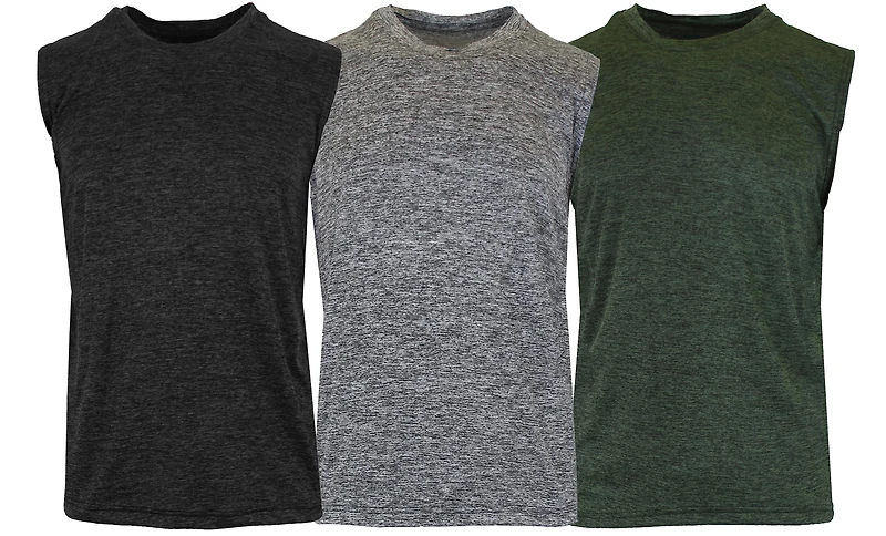 Galaxy By Harvic Moisture-Wicking Performance Men's Muscle Tank T-Shirt 3 Pack