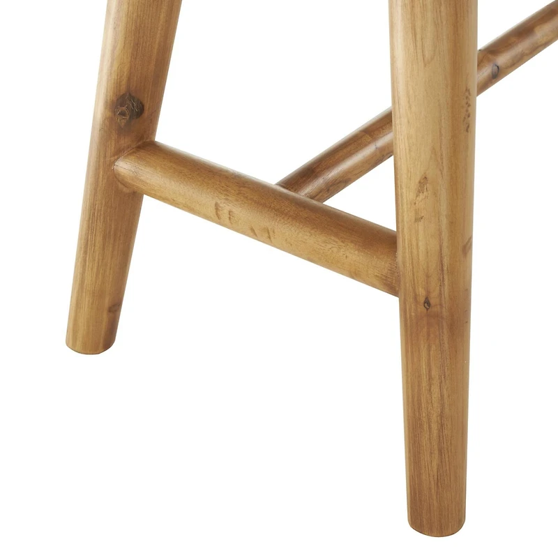 40" Brown Wood Handmade Traditional Home Bench with Rope Wrapped Seat