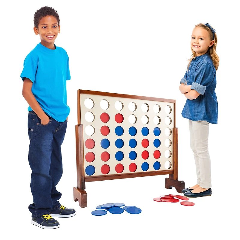 Toy Time 4-In-A-Row Giant Classic Wooden Game Set
