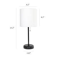 LimeLights White Shade Lamp with Charging Outlet