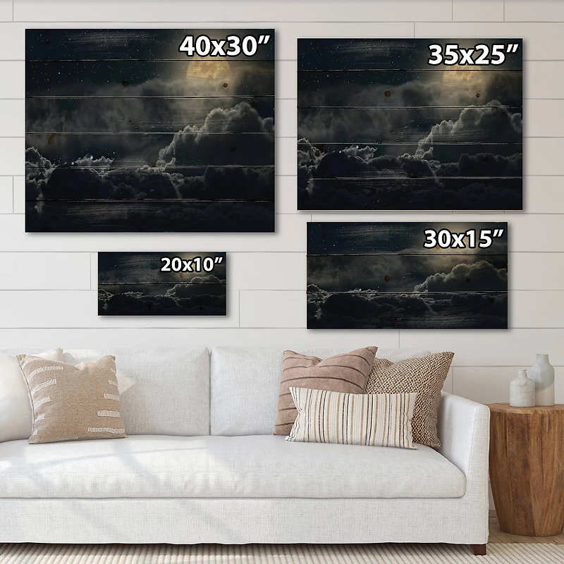 Designart - Cloudy Full Moon Night