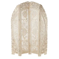 White Mango Wood Eclectic Room Divider Screen, 72 " x 60 " x 2 "